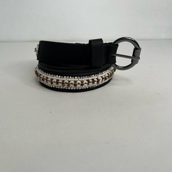 Lucky Brand women’s beaded slim belt black white brown size medium - Picture 9 of 9